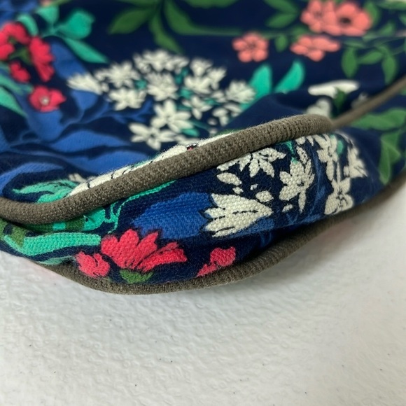Myra Bag Canvas Floral Print Leather Accents Blue Bag Western - Picture 9 of 13